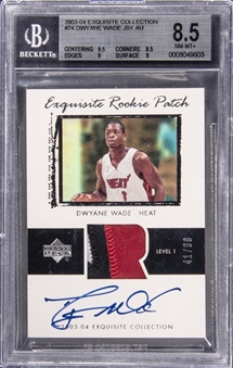 2003-04 Upper Deck Exquisite Collection #74 Dwyane Wade Signed Patch Rookie Card (#41/99) - BGS NM-MT+ 8.5/BGS 10